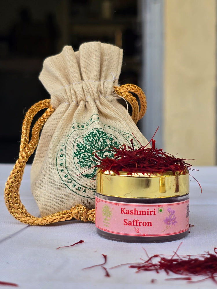 Miracle Arbor Kashmiri Saffron jar and gift pouch